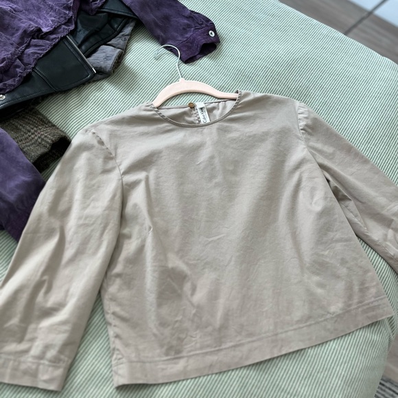 NWOT CALVIN KLEIN Khaki Cotton Blouse - Picture 4 of 6